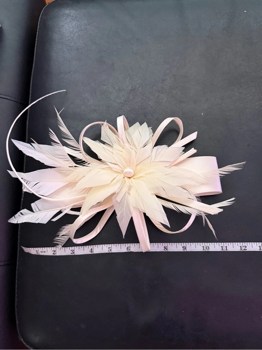 Fascinator Hair Cream Feather Flower feather Pearl accessory formal fancy church